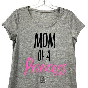 Justice Women’s Mom of a Princess Scoop Neck T-Shirt Gray/Multi Small New
